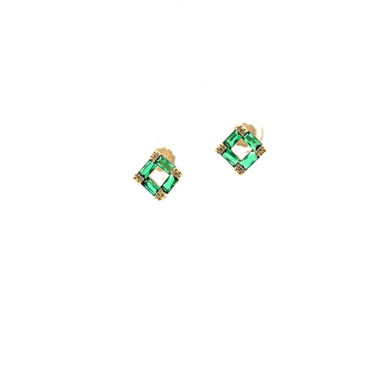 BAGUETTE SQUARE STUDS GREEN SGP