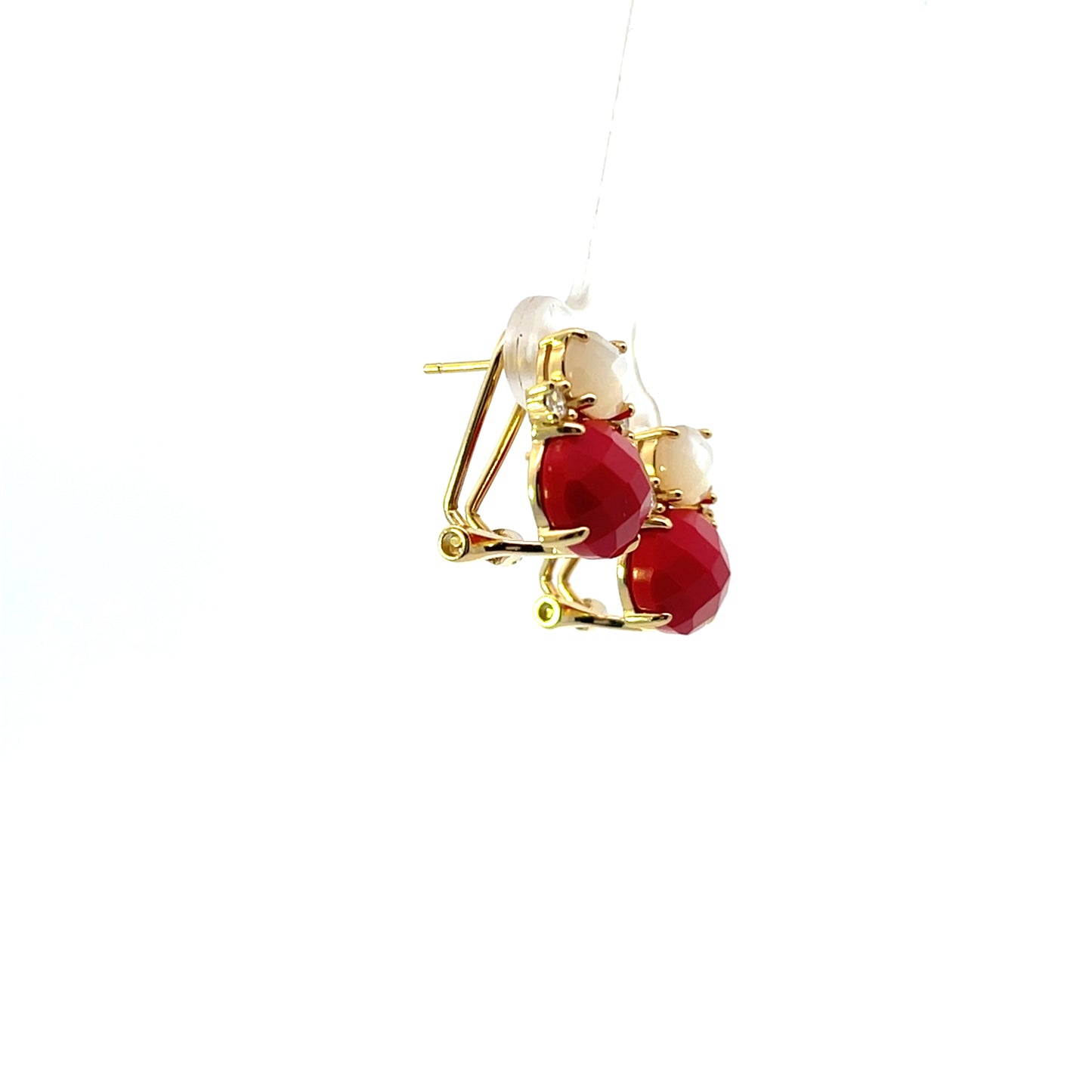 OVAL RED AND WHITE EARRINGS OMEGA