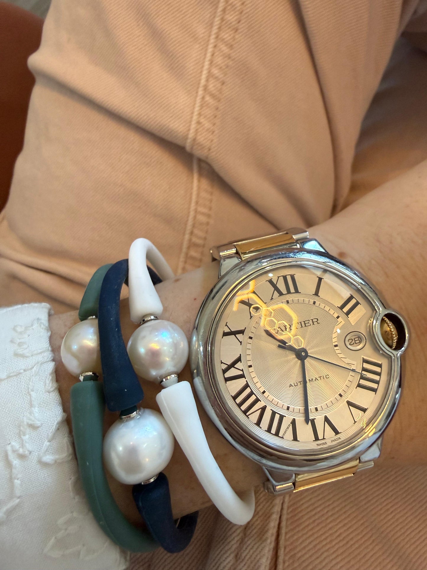 STRETCHY WITH PEARL BRACELET  BLACK