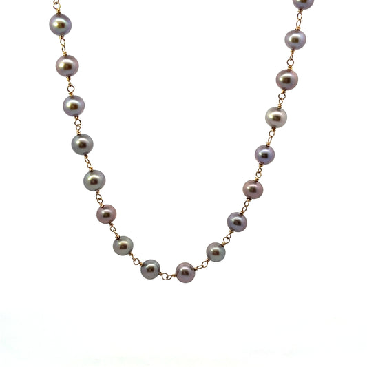 14K YG GREY PEARL NECKLACE
