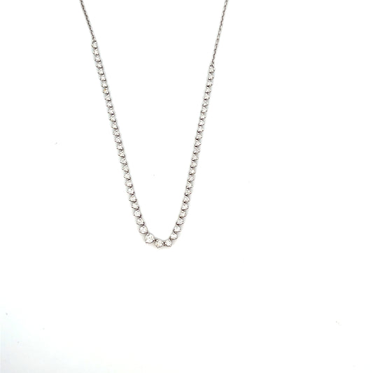 14K WG D-1CTW HALF TENNIS DIAMOND NECKLACE