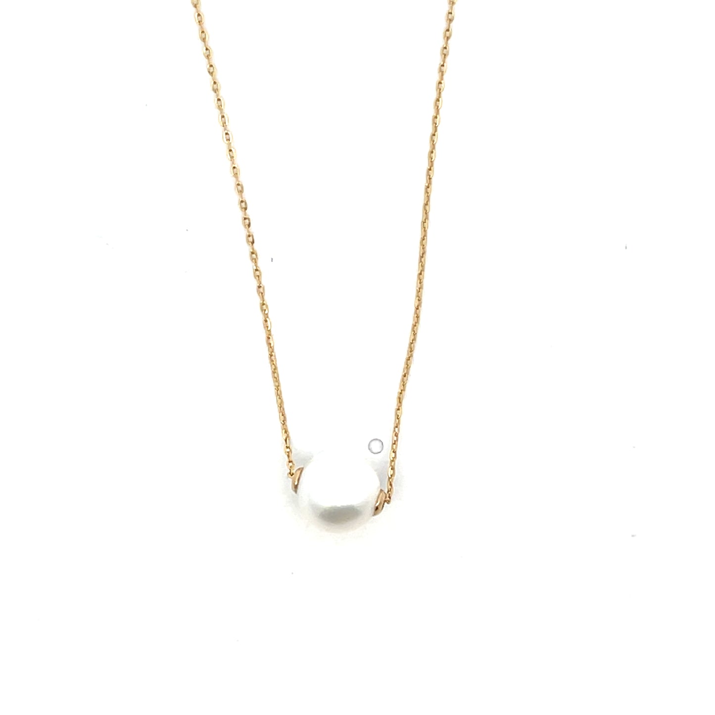 14K YG 8MM NATURAL SINGLE PEARL NECKLACE