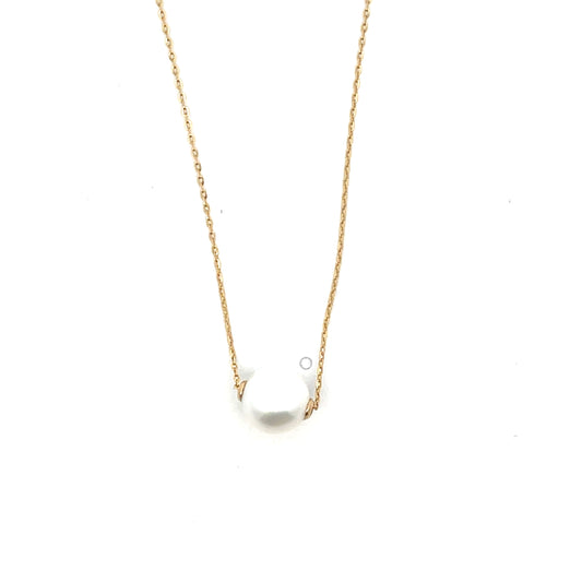 14K YG 8MM NATURAL SINGLE PEARL NECKLACE