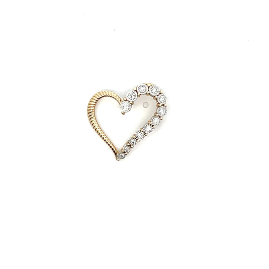 10K YG D-0.25CTW HALF SOLID HALF ILLUSION DIAMOND HEART