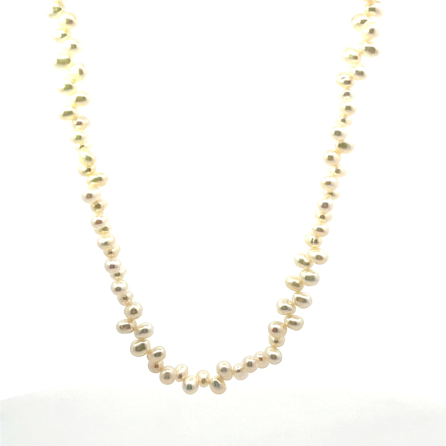 14K YG ZIGZAG NATURAL PEARL NECKLACE