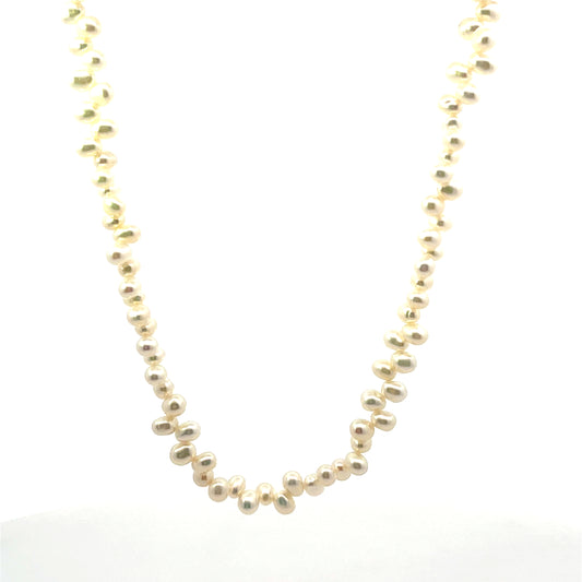 14K YG ZIGZAG NATURAL PEARL NECKLACE