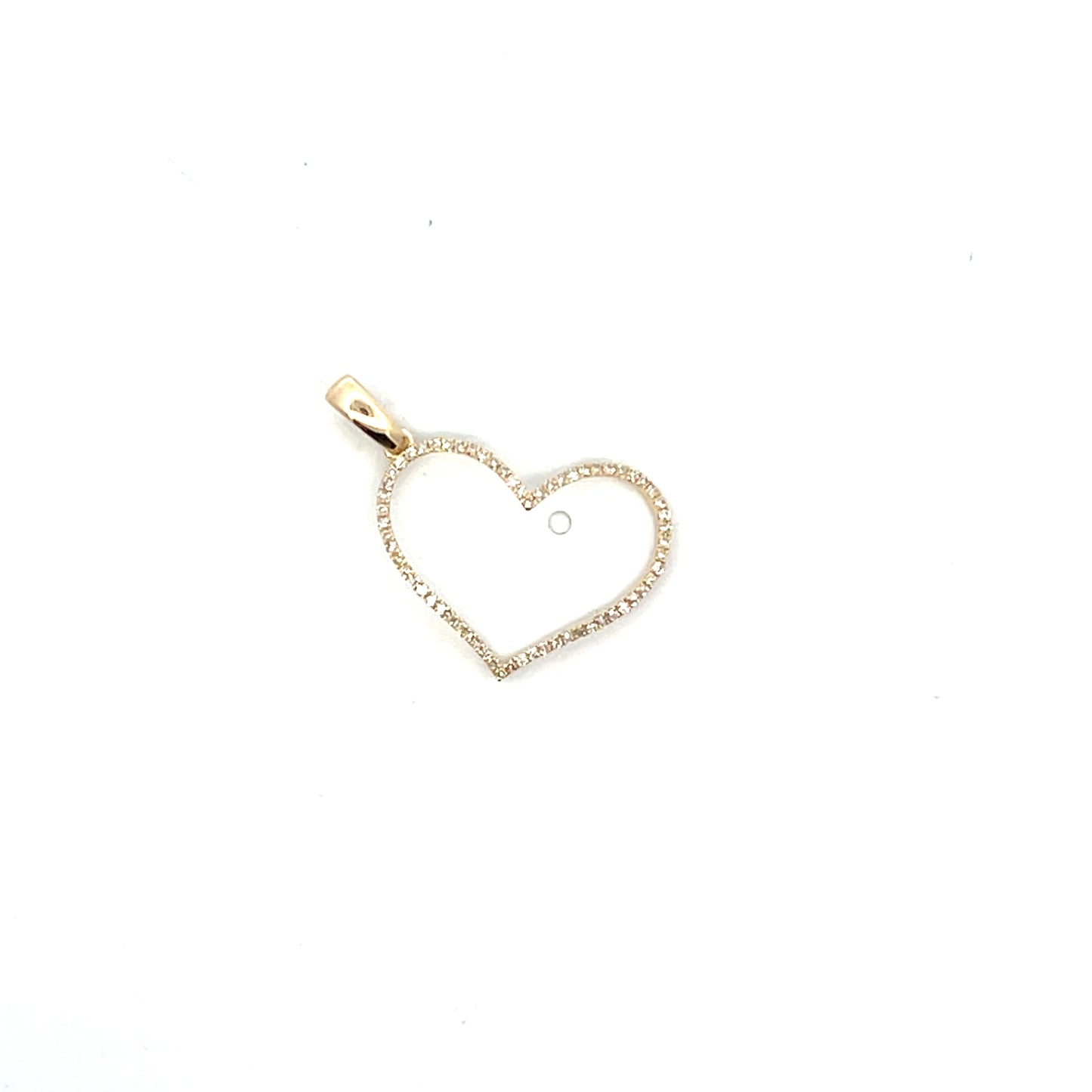 10K YG D-0.20CTW HOLLOW DIAMOND HEART CHARM
