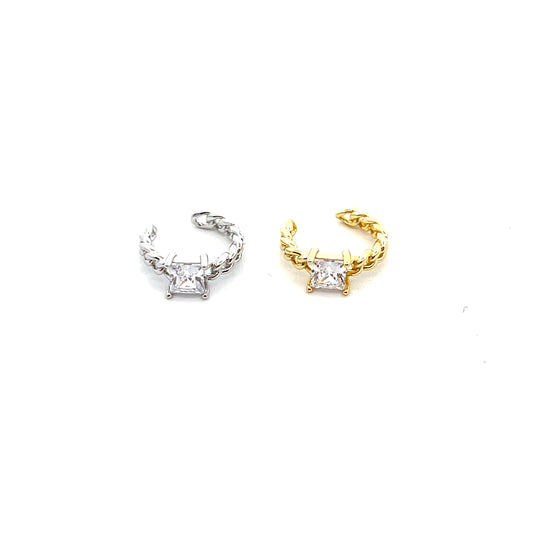 CHAIN WITH PRINCESS CUT SOLITAIRE CUFF