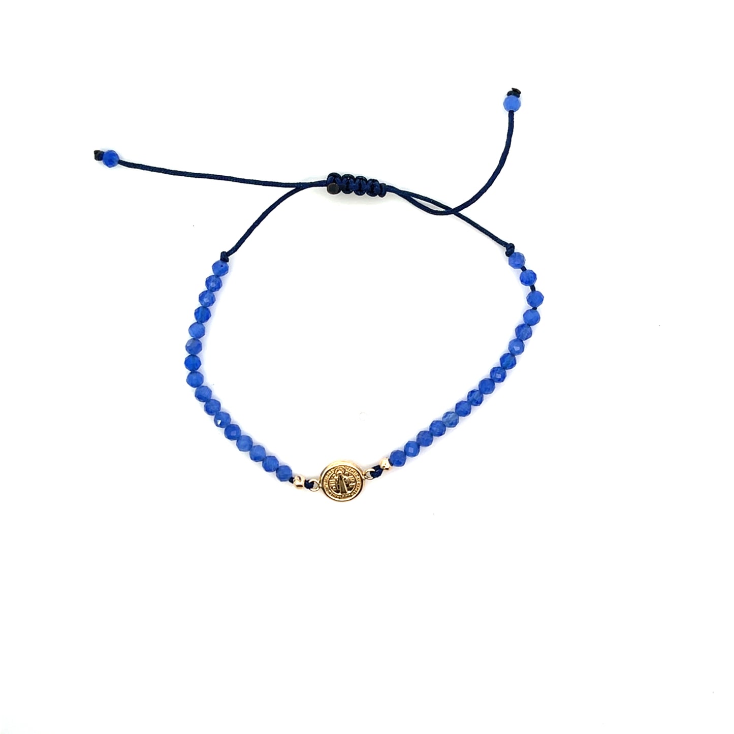 14K YG BLUE SEMI PRECIOUS BEADED SAN BENITO BRACELET