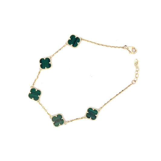 14YG SMALL GREEN MALAQUITA VAN CLEEF BRACELET 7"