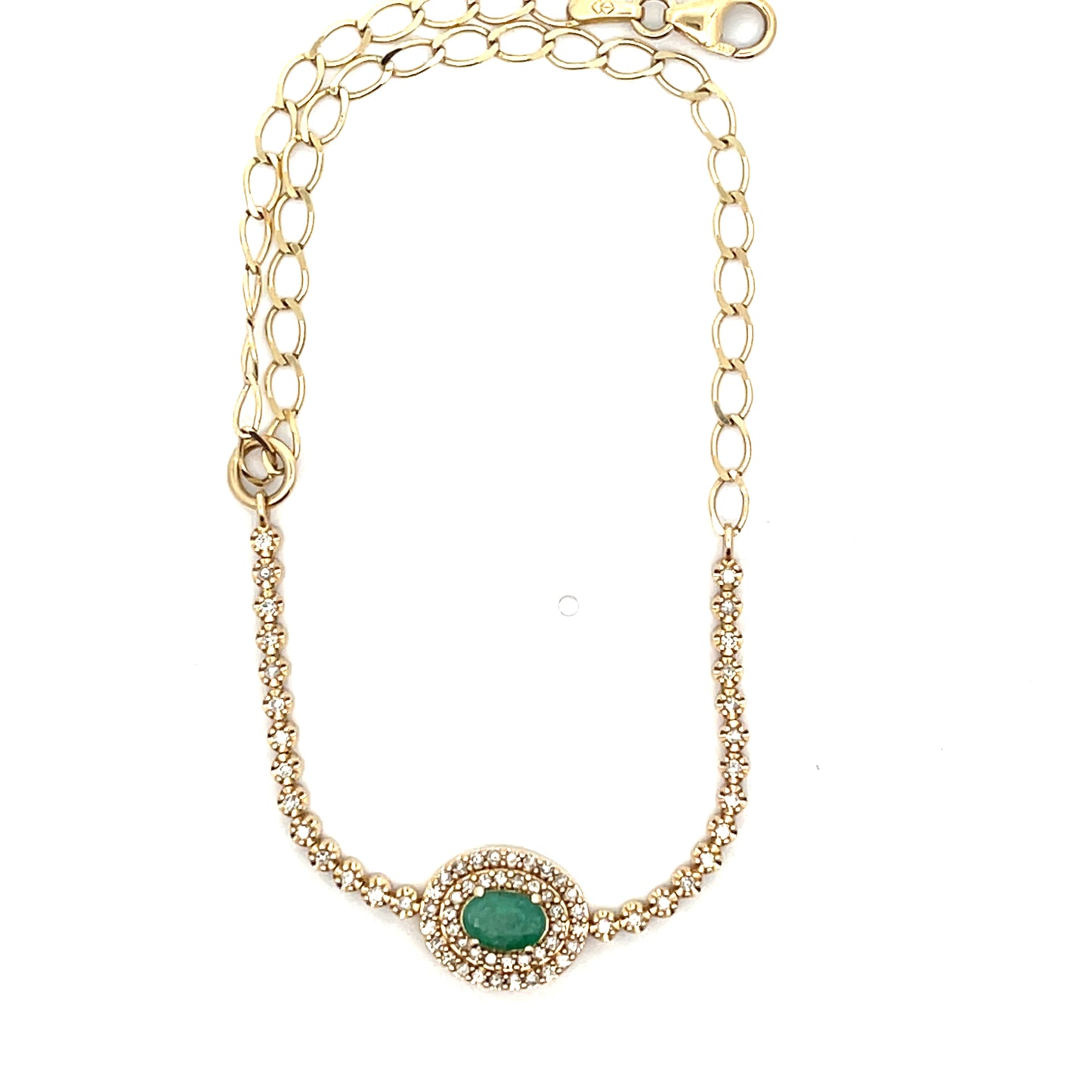 10K YG D-0.50CTW DIAMOND EMERALD WITH HALO BRACELET