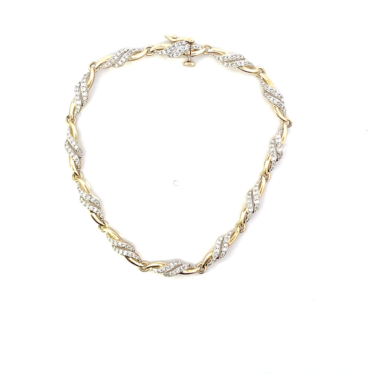 10K YG D-1.00CTW WAVY DIAMOND BRACELET 7"