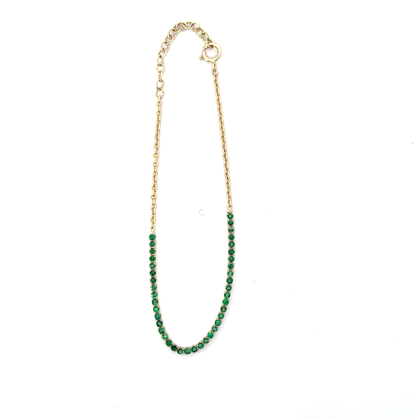 14K YG 0.66CT EMERALD HALF TENNIS BRACELET 6.5"-7" 1.5MM
