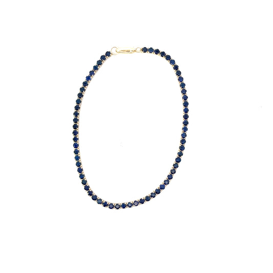 14K YG 3.6CT SAPPHIRE TENNIS BRACELET 6.5" 2MM