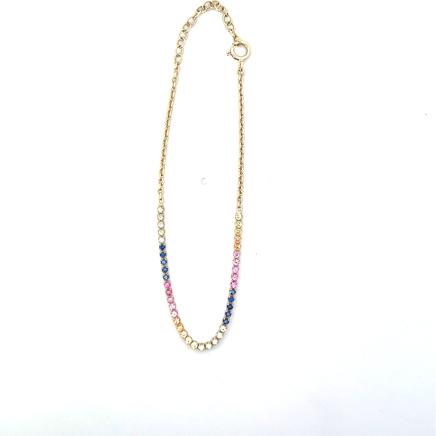 14K YG 0.85CT RAINBOW SAPPHIRE HALF TENNIS BRACELET 6.5"-7" 1.5MM (Copy)
