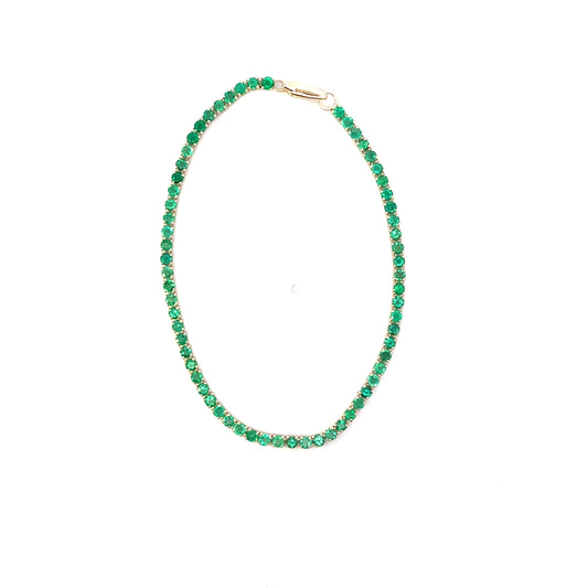 14K YG 3.6CT EMERALD TENNIS BRACELET 7" 2MM