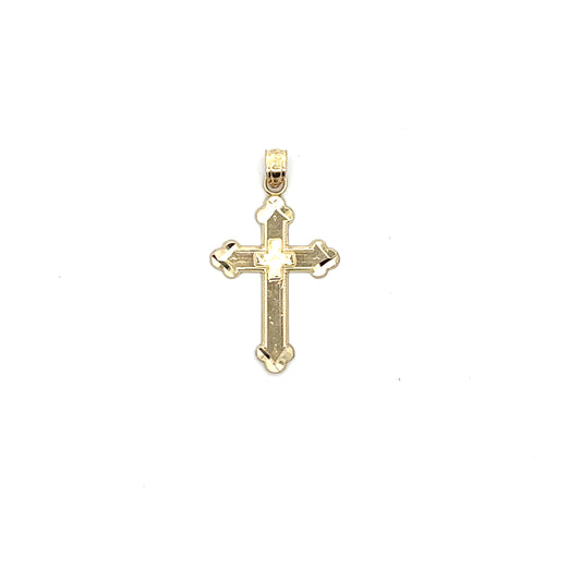 10K YG FLAT CROSS CHARM