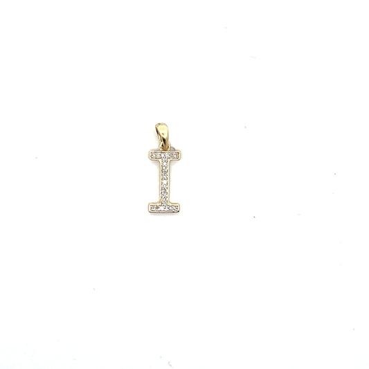 10k YG D-0.08CTW DIAMOND LETTER I CHARM