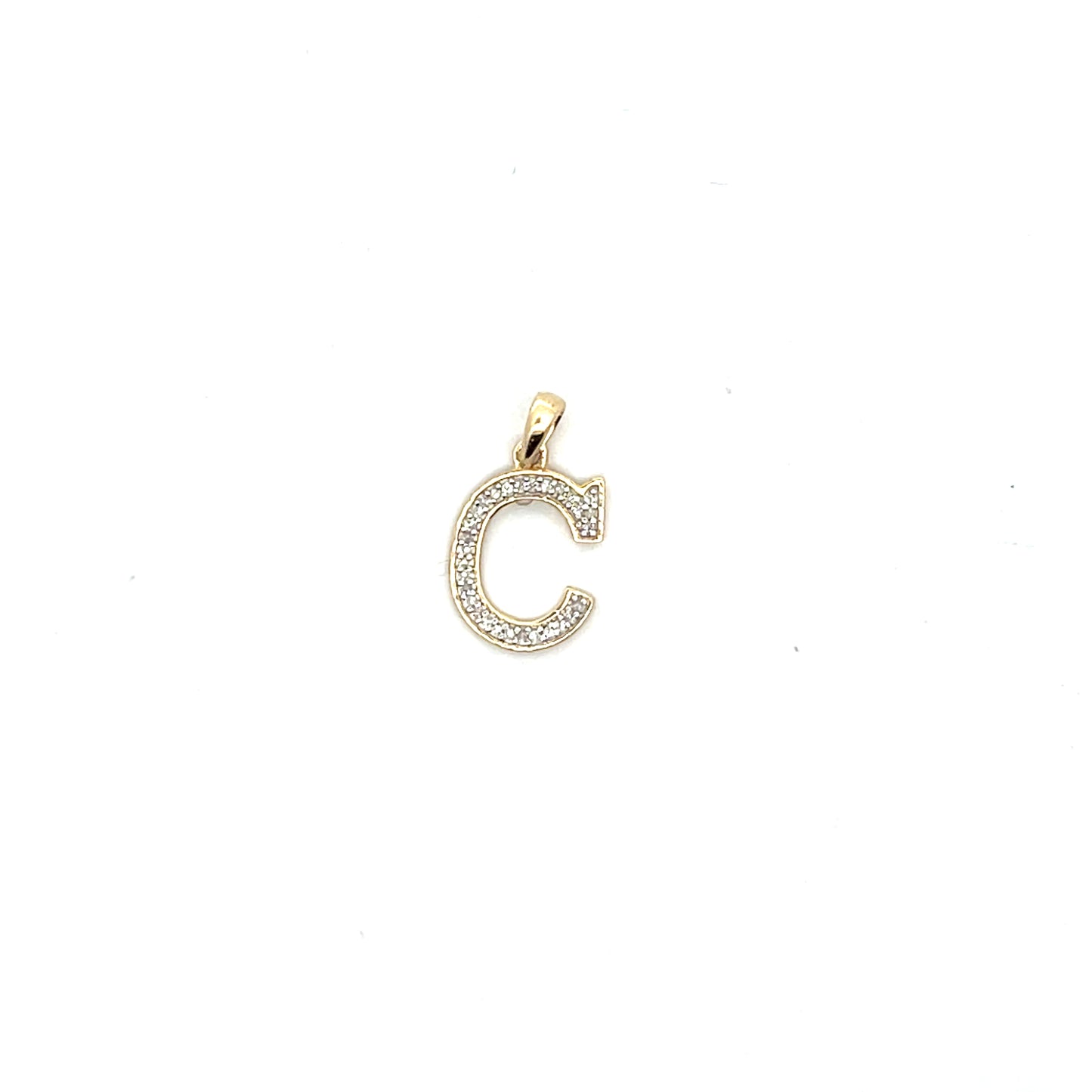 10k YG D-0.08CTW DIAMOND LETTER C CHARM