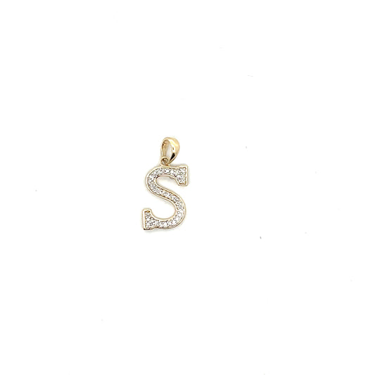 10k YG D-0.08CTW DIAMOND LETTER S CHARM