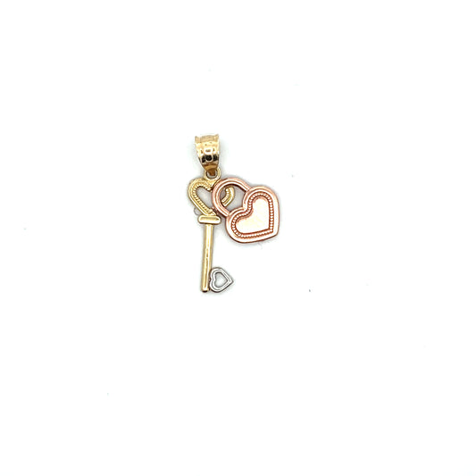 10K YG RG WG HEART KEY CHARM