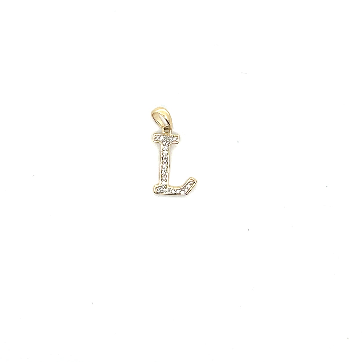 10k YG D-0.08CTW DIAMOND LETTER L CHARM
