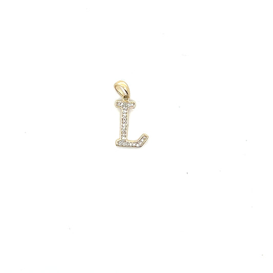 10k YG D-0.08CTW DIAMOND LETTER L CHARM