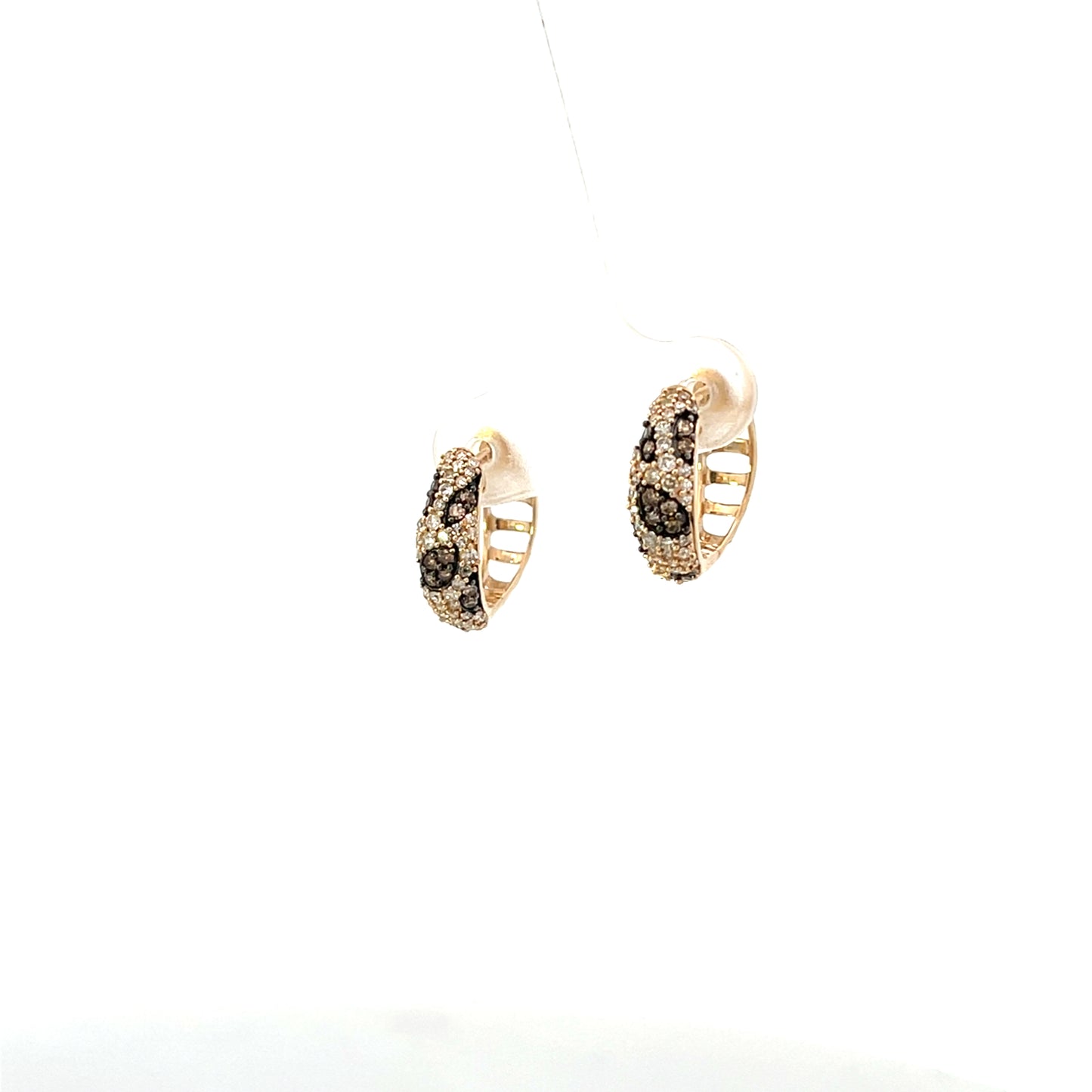 10KYG D-0.50CTW NATURAL AND COGNAC DIAMOND HOOPS EARRINGS