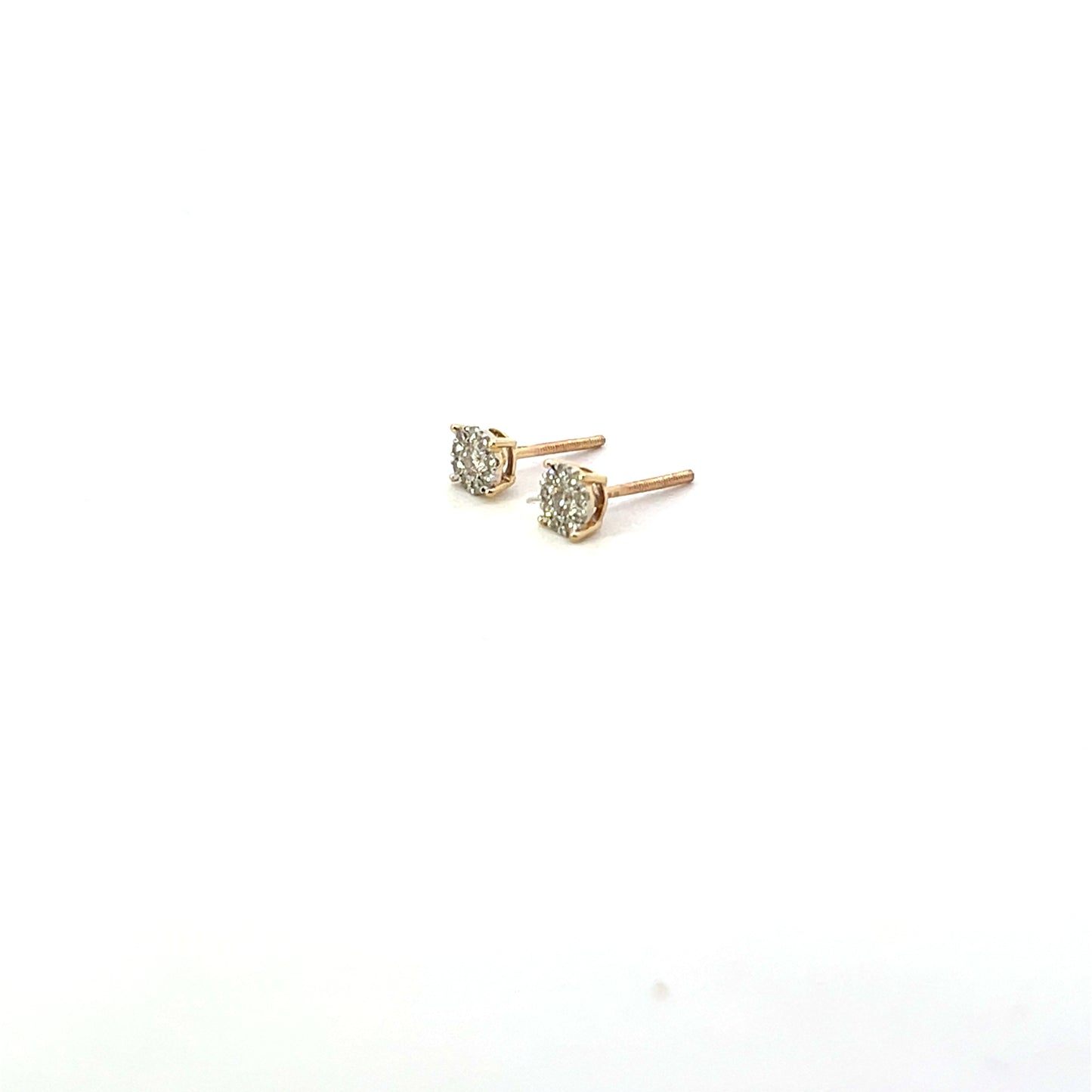 10K YG D-0.20 ROUND DIAMOND PAVE STUD EARRINGS
