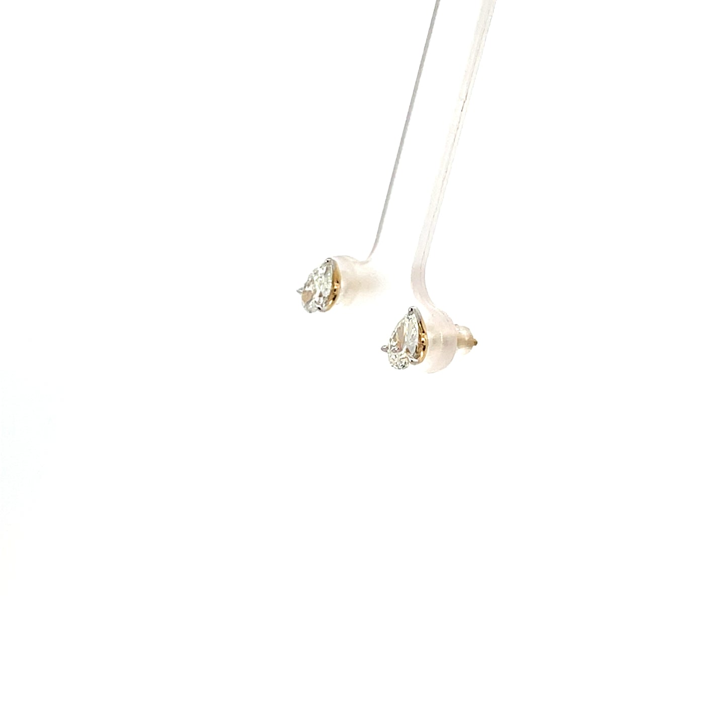 14K YG D-1.25CTW LAB DIAMOND LGD PEAR STUDS