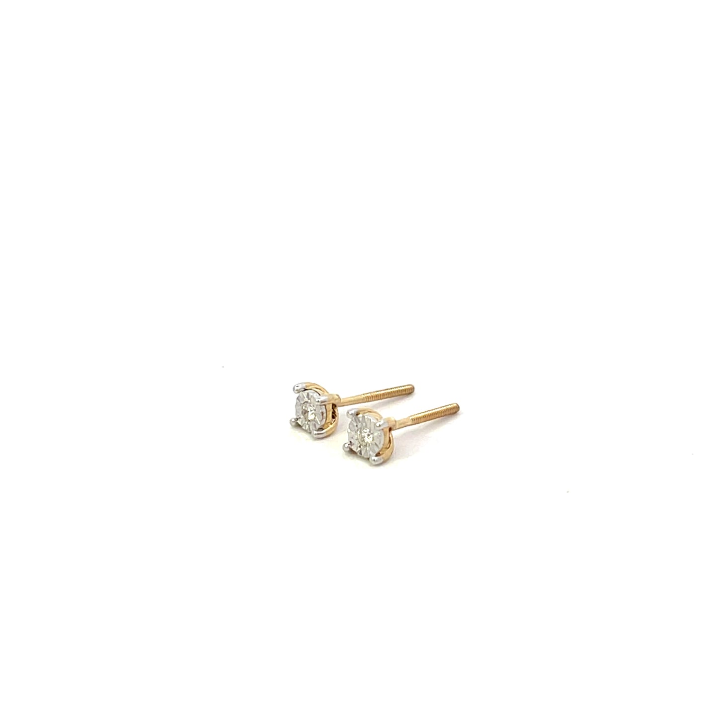 10KYG D-0.50CTW ILLUSION DIAMOND STUD EARRINGS
