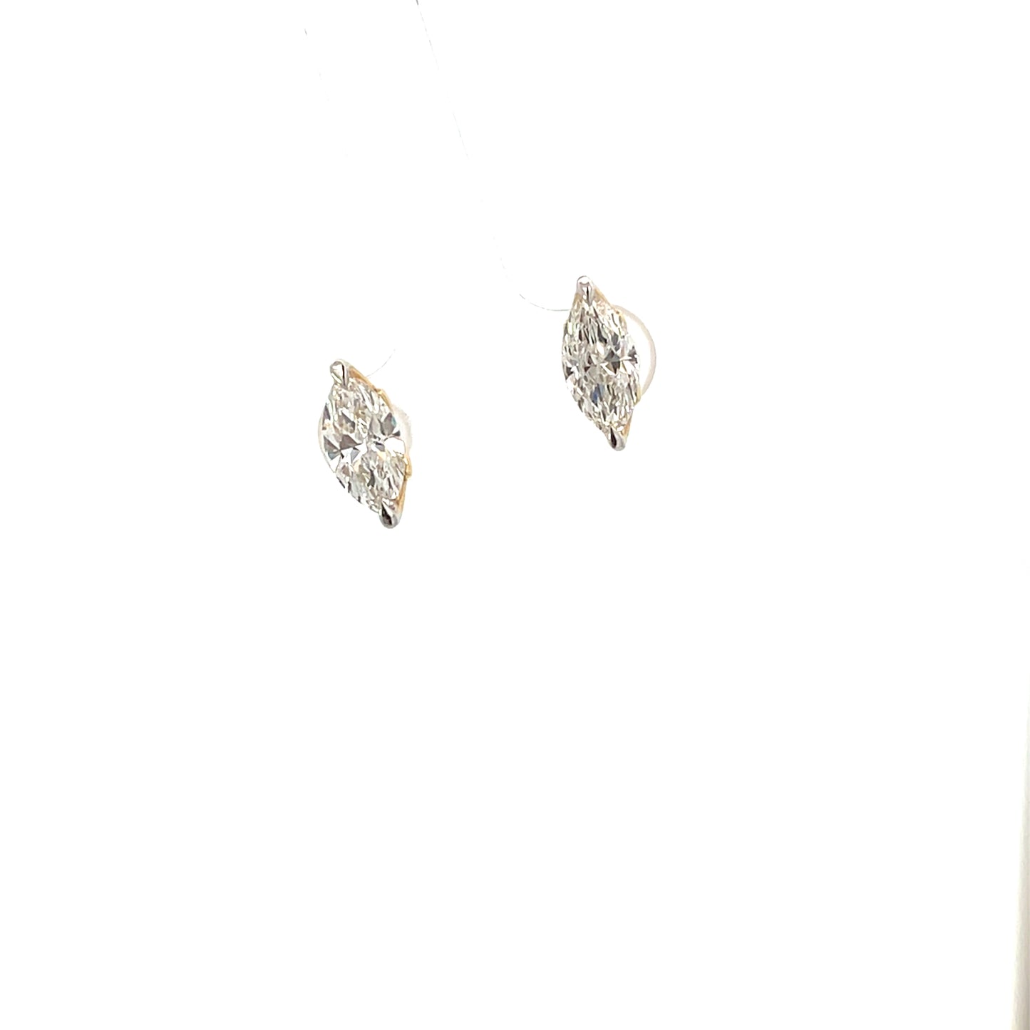 14K YG D-2CTW LAB DIAMOND LGD MARQUISE STUDS