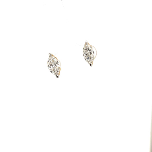 14K YG D-2CTW LAB DIAMOND LGD MARQUISE STUDS