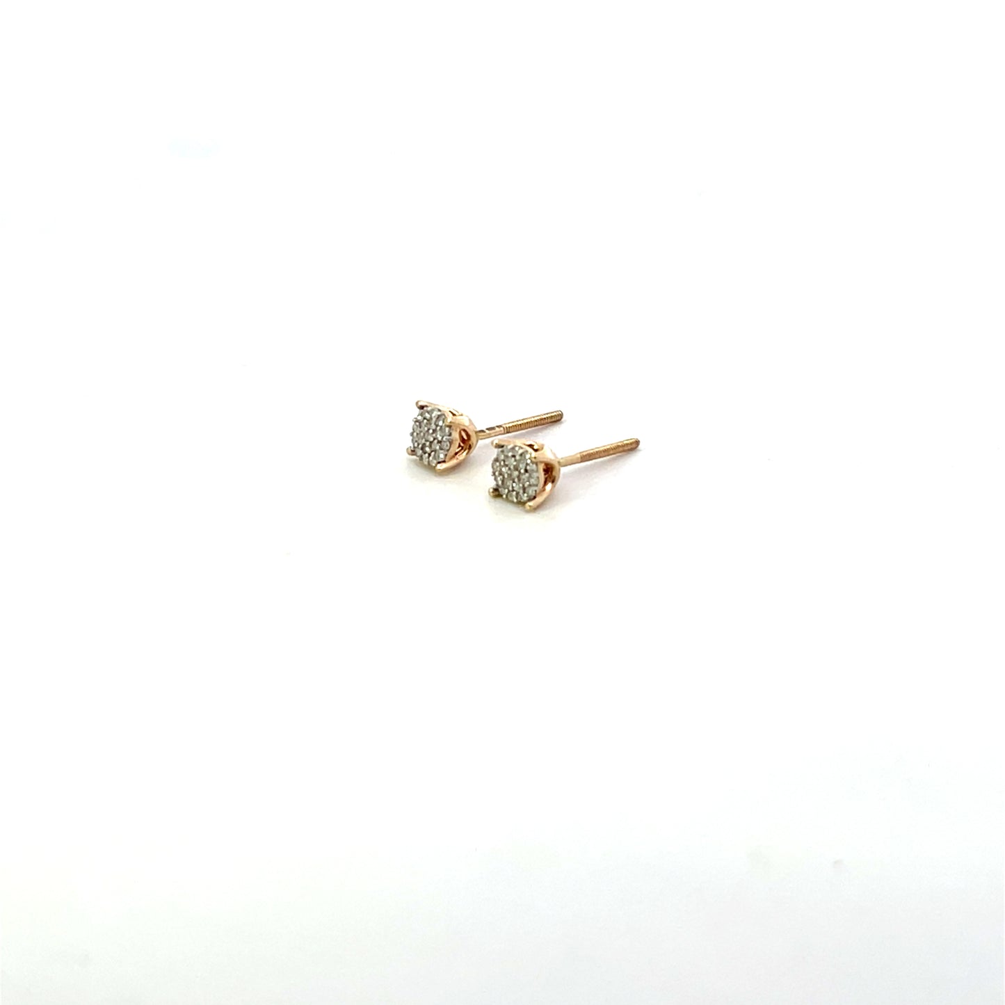 10K YG D-0.05CTW ROUND PAVE DIAMOND SMALL STUDS