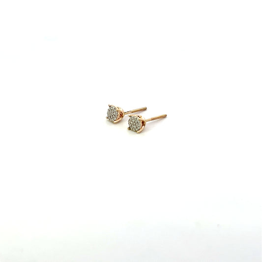 10K YG D-0.10 ROUND DIAMOND PAVE STUD EARRINGS