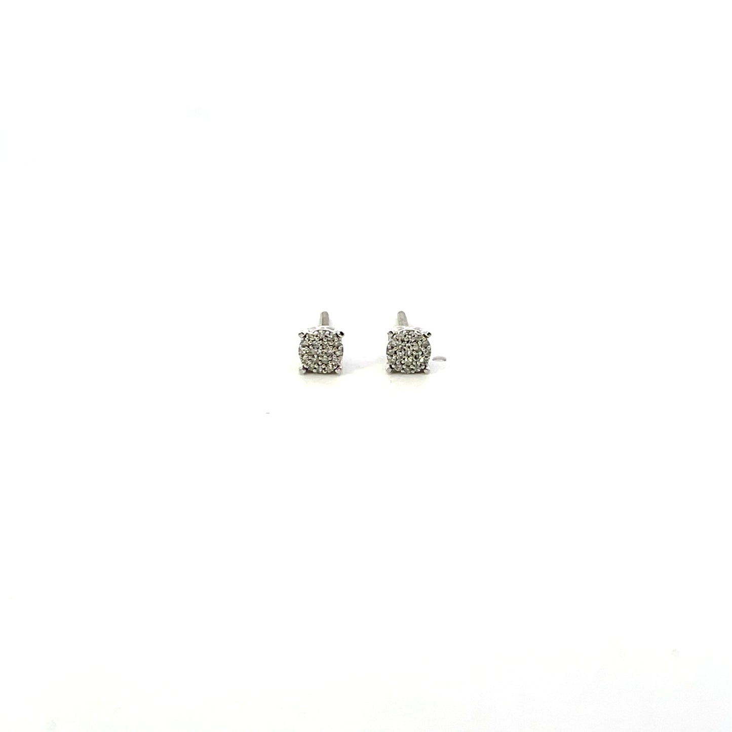 10K WG D-0.10 ROUND DIAMOND PAVE STUD EARRINGS
