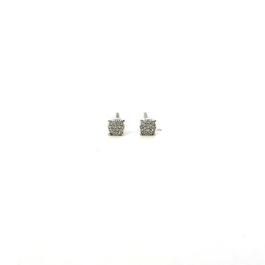 10K WG D-0.10 ROUND DIAMOND PAVE STUD EARRINGS
