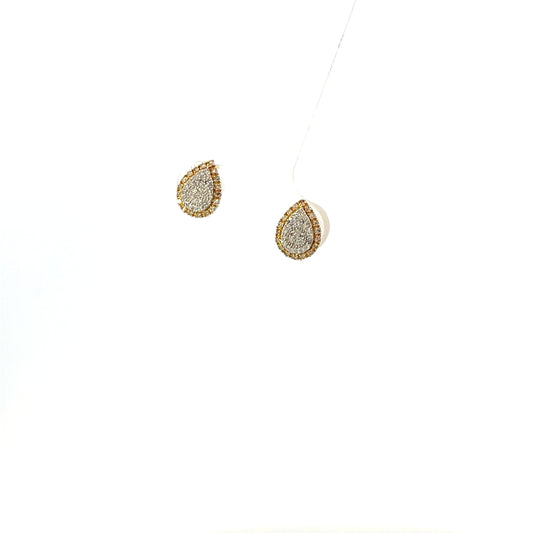 10K YG D-0.25 NATURAL DIAMOND PAVE PEAR EARRINGS