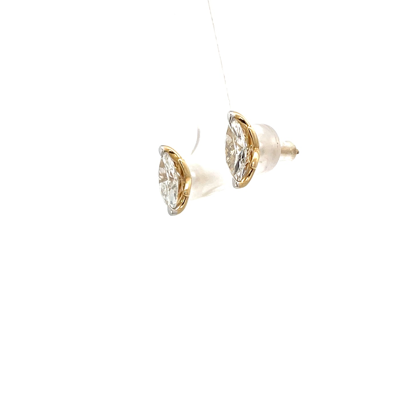 14K YG D-2CTW LAB DIAMOND LGD MARQUISE STUDS