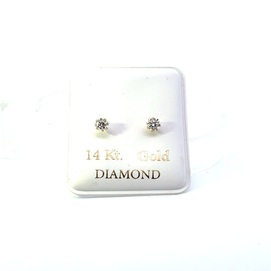 14K YG LAB DIAMOND LGD SOLITAIRE STUD 4MM (SCREWBACK)