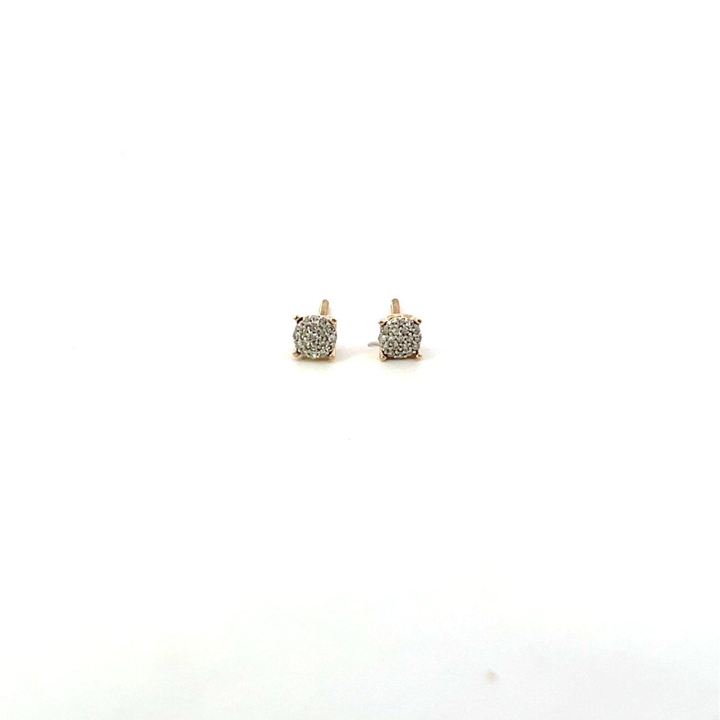 10K YG D-0.10 ROUND DIAMOND PAVE STUD EARRINGS