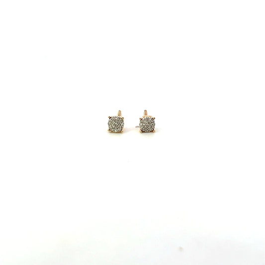 10K YG D-0.20 ROUND DIAMOND PAVE STUD EARRINGS