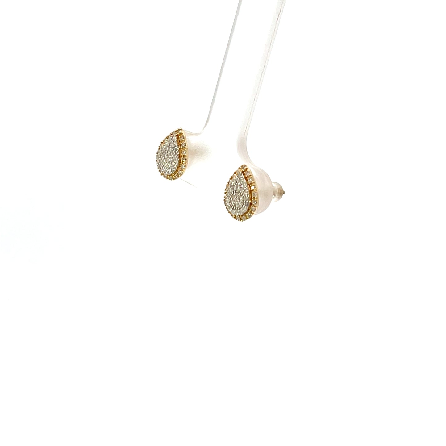 10K YG D-0.25 NATURAL DIAMOND PAVE PEAR EARRINGS