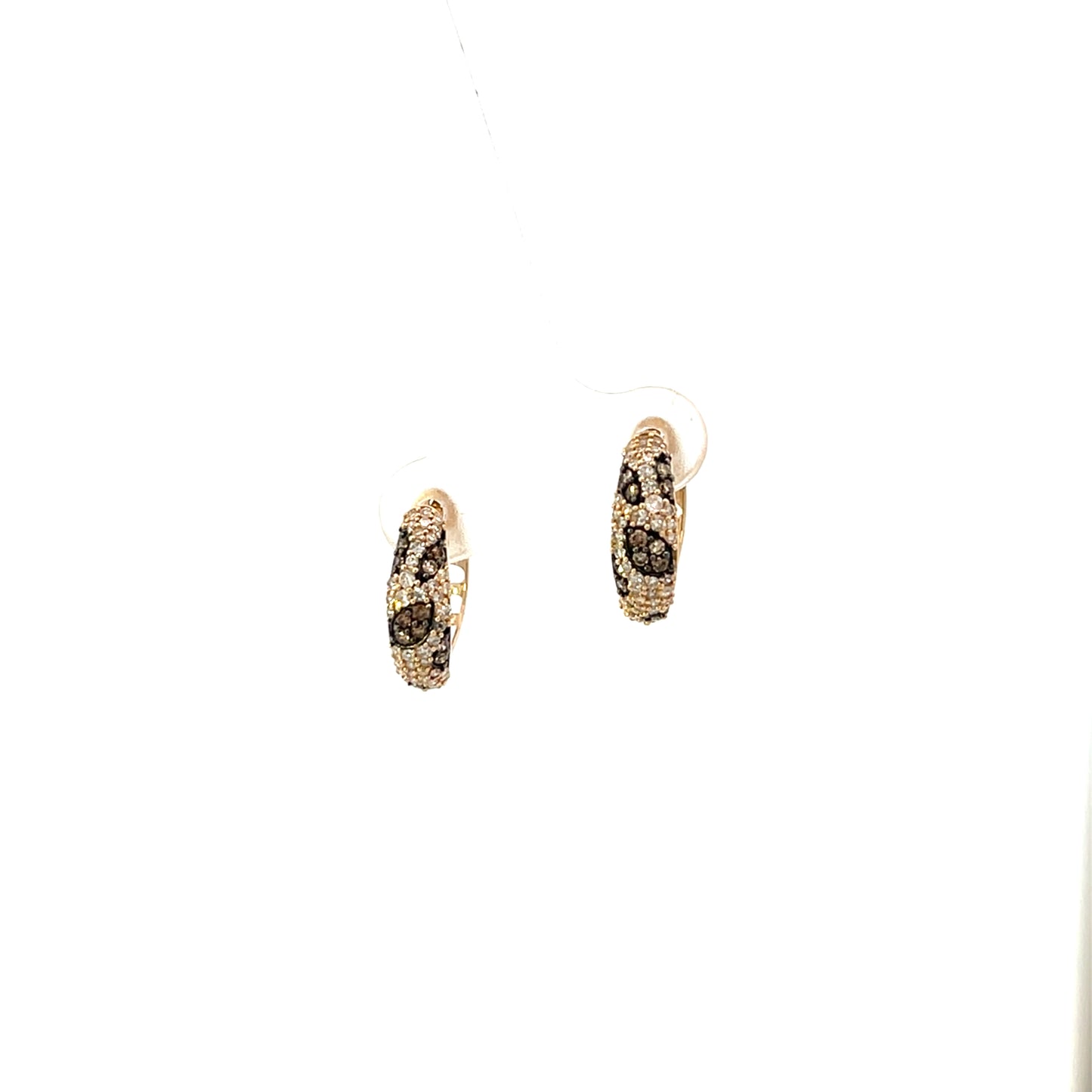 10KYG D-0.50CTW NATURAL AND COGNAC DIAMOND HOOPS EARRINGS