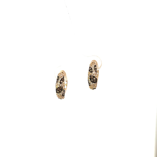 10KYG D-0.50CTW NATURAL AND COGNAC DIAMOND HOOPS EARRINGS