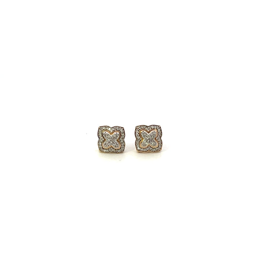 10K YG D-0.33CTW NATURAL DIAMOND CLOVER EARRINGS