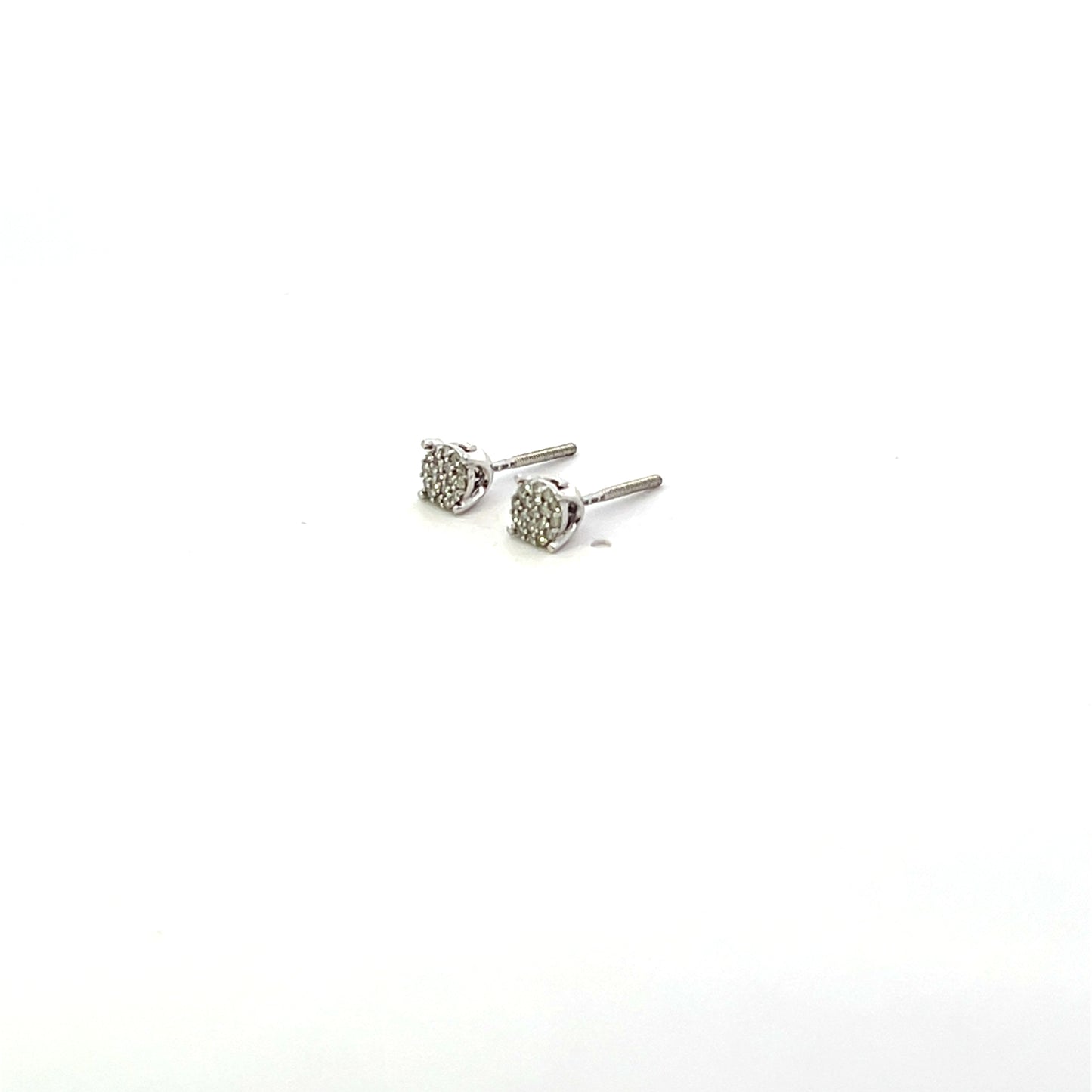 10K WG D-0.10 ROUND DIAMOND PAVE STUD EARRINGS