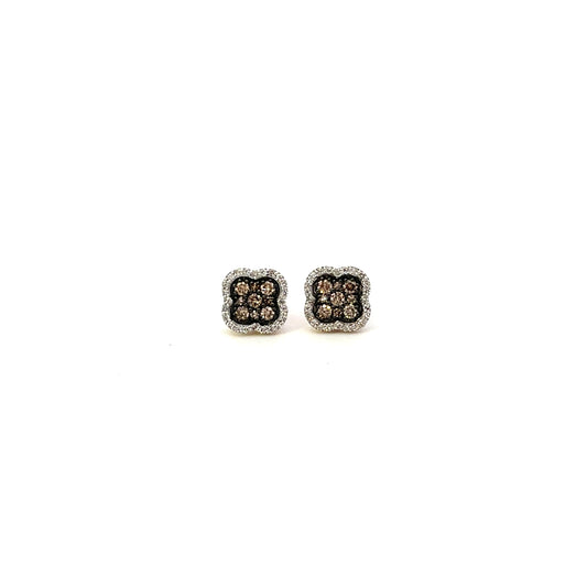 10KYG D-0.50CTW NATURAL AND COGNAC CLOVER EARRINGS