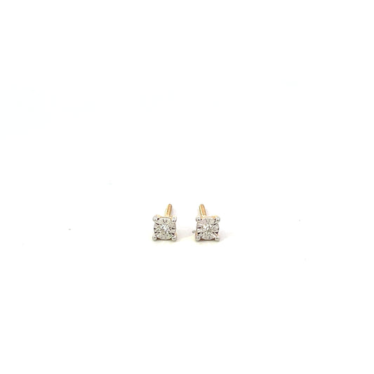 10KYG D-0.50CTW ILLUSION DIAMOND STUD EARRINGS