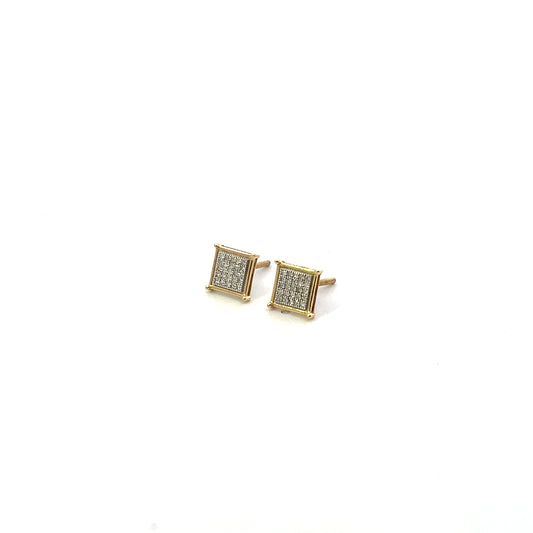 10KYD D-0.17CTW SQUARE NATURAL PAVE DIAMOND WITH BEZEL STUD EARRINGS